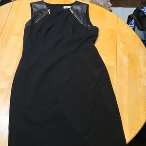 Calvin Klein Black dress with faux leather on top